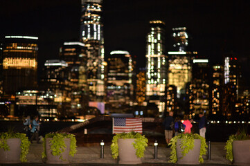 city skyline at night. USA