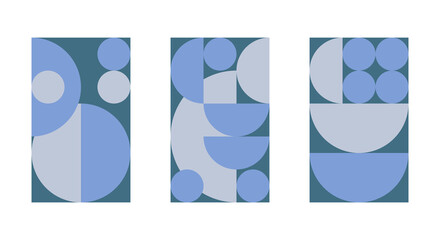 Set of patterns in Bauhaus style for interior posters. Swiss style background