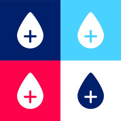 Blood Drop blue and red four color minimal icon set