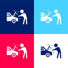 Breakdown blue and red four color minimal icon set