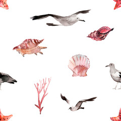 Obraz premium pattern of watercolor birds