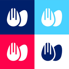 Almond blue and red four color minimal icon set