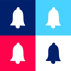 Alarm Bell blue and red four color minimal icon set