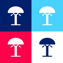 Bedside Lamp blue and red four color minimal icon set