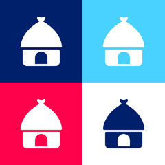 African blue and red four color minimal icon set