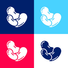 Bean blue and red four color minimal icon set
