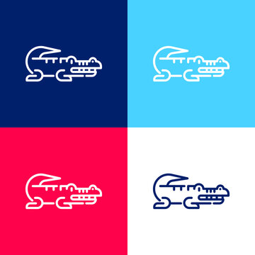 Alligator Blue And Red Four Color Minimal Icon Set