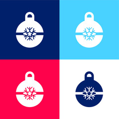 Bauble blue and red four color minimal icon set
