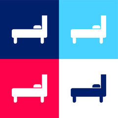 Bed Side View blue and red four color minimal icon set