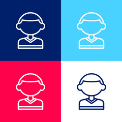 Boy blue and red four color minimal icon set