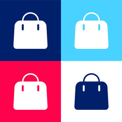 Big Hand Bag blue and red four color minimal icon set