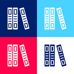 Book blue and red four color minimal icon set