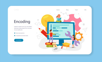 Programming web banner or landing page. IT education