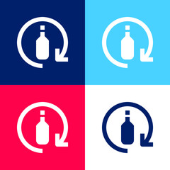 Bottle blue and red four color minimal icon set