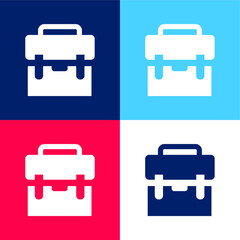 Black Suitcase blue and red four color minimal icon set