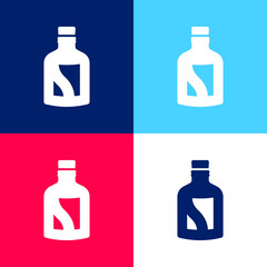 Bottle Of Alcoholic Beverage blue and red four color minimal icon set