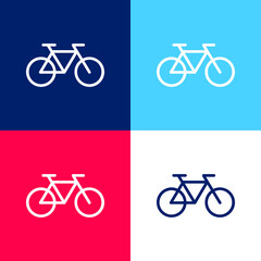 Fototapeta premium Bicycle Healthy Transport blue and red four color minimal icon set