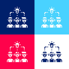 Brainstorm blue and red four color minimal icon set