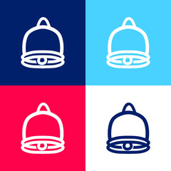 Bell Hand Drawn Interface Symbol blue and red four color minimal icon set