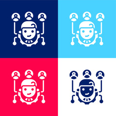 Affiliate Marketing blue and red four color minimal icon set