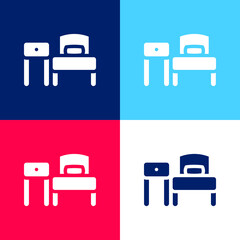 Bed blue and red four color minimal icon set