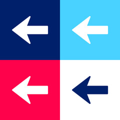Arrow To The Left Silhouette blue and red four color minimal icon set