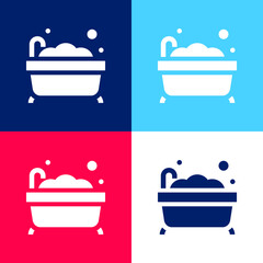 Bath blue and red four color minimal icon set