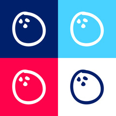 Ball Beach Entertainment Hand Drawn Toy blue and red four color minimal icon set