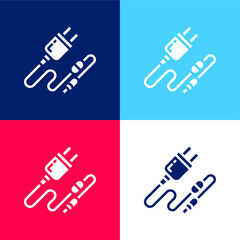 Battery blue and red four color minimal icon set