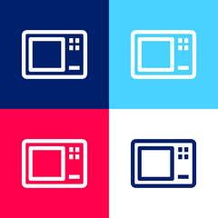 Big Microwave Oven blue and red four color minimal icon set