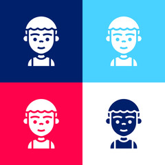 Boy blue and red four color minimal icon set