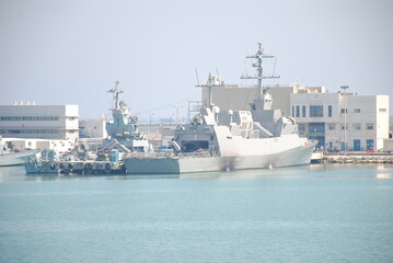 Israeli battle ships in harbor of Haifa. Two Sa'ar 5 class missile corvettes of the Israeli Navy
