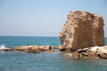 Fototapeta na wymiar Old city Akko on the seashore. Ruins of an ancient city. Israel
