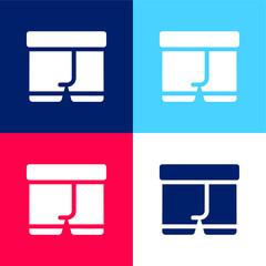 Boxers blue and red four color minimal icon set