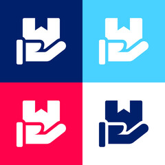 Box blue and red four color minimal icon set