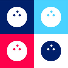 Bowling blue and red four color minimal icon set