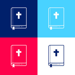 Obraz premium Bible blue and red four color minimal icon set