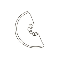 Slice of melon one line art. Continuous line drawing of tropical fruit, papaya.