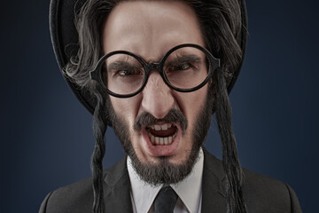 wrathful Jew in glasses - obrazy, fototapety, plakaty