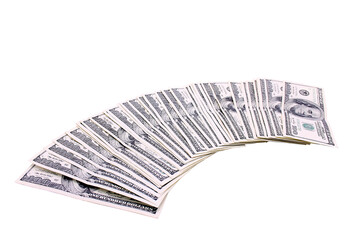 100 US dollars banknotes on white background