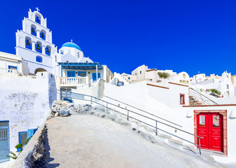 Pyrgos, Santorini, Greece - Whitewashed small village