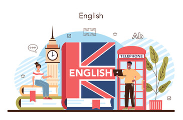 English class concept. Study foreign languages in school or university