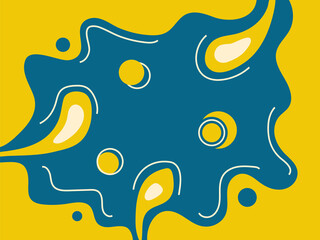 abstract flat fluid with yellow and blue background