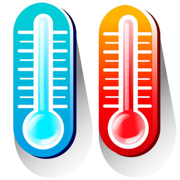 Thermometer illustration. Icons for weather forecast. Temperature icons