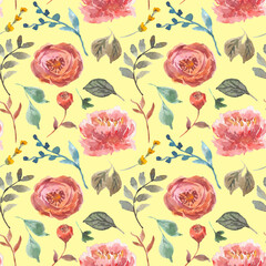 vintage autumn floral watercolor samples pattern