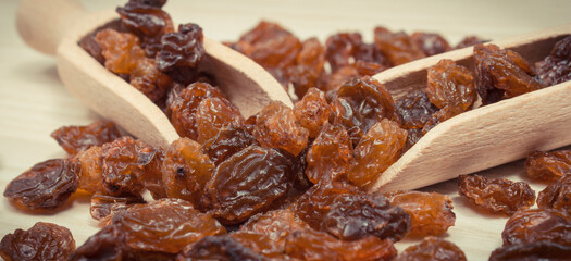 Fresh healthy raisins as source vitamins and minerals. Nutritious eating