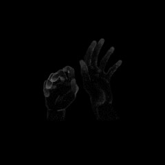 abstraction of hands from dots on a black background in the stars