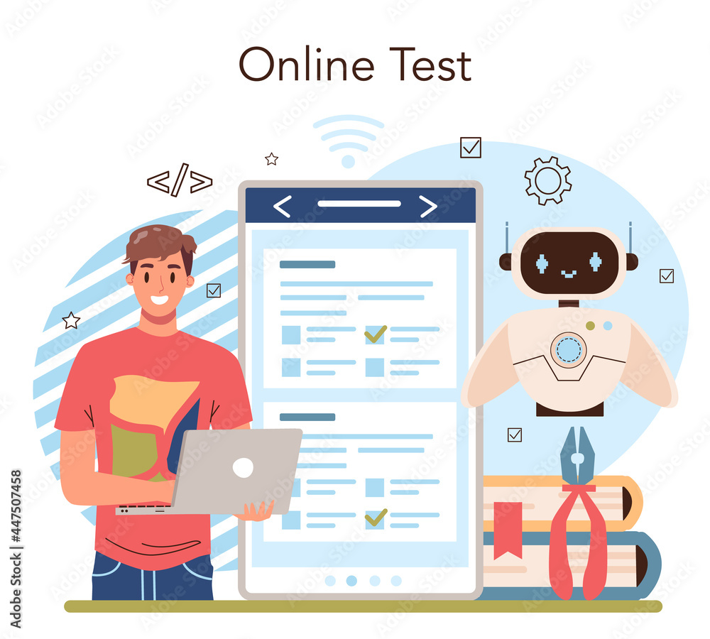Poster robotics school course online service or platform. robotic engineering
