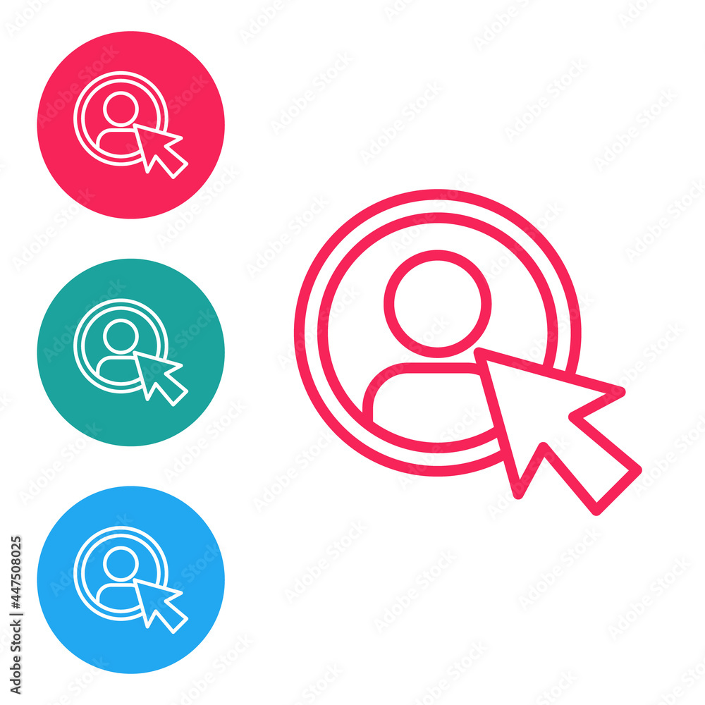 Poster red line create account screen icon isolated on white background. set icons in circle buttons. vecto