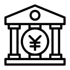 Bank Icon with Japanese Yen Symbol
